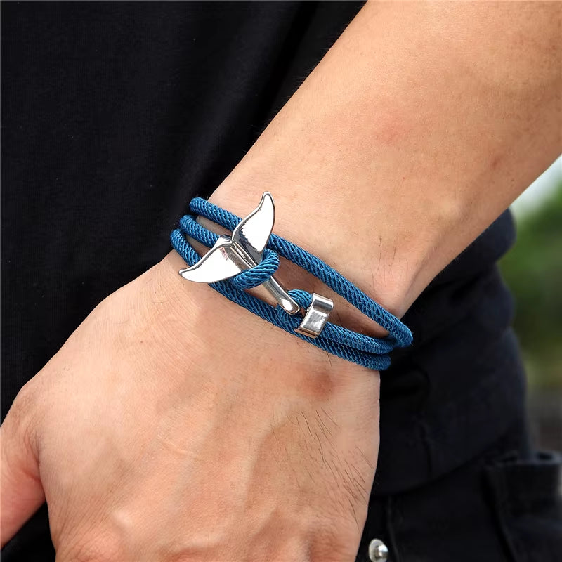 Tidebond™ Ocean-Inspired Whale Tail & Anchor Bracelet – for Hearts That Drift Together